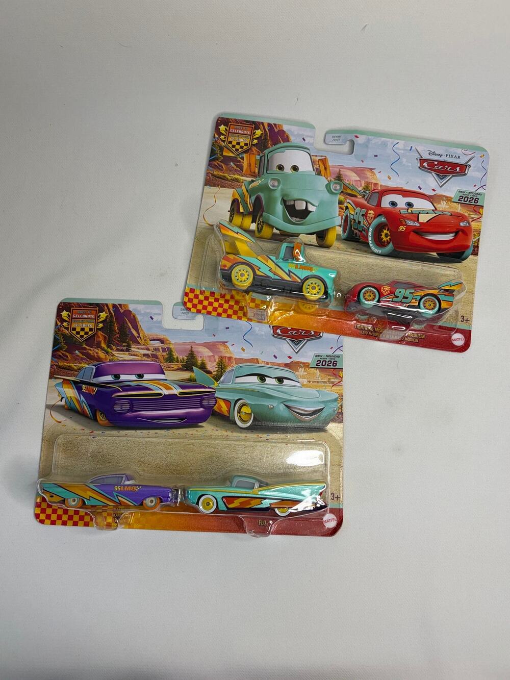 Disney Cars 2026 Race to Celebrate Lot 2 Packs McQueen Mater Ramone Flo NEW